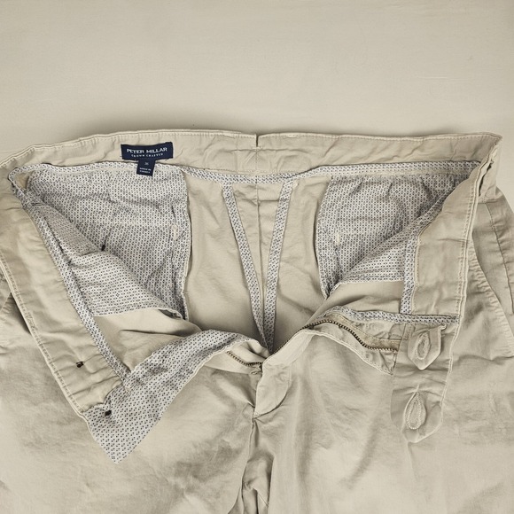 Peter Millar Crown Crafted Golf Shorts Stone Garment Dyed Size 36 STAINED - Picture 6 of 15